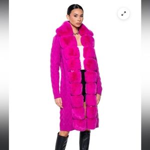 Akira Hot Pink Fur Coat/ Sweater cardigan